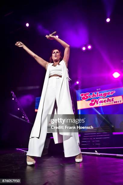 German singer Andrea Berg performs live during the show 'Die Schlagernacht des Jahres' at the Mercedes-Benz Arena on November 18, 2017 in Berlin,...