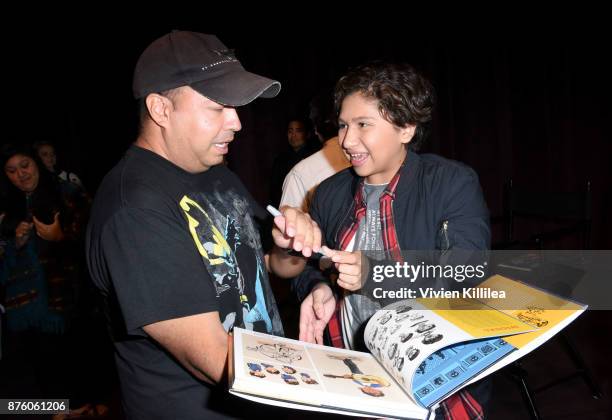Actor Anthony Gonzalez signs autographs at Pixar's "COCO" screening and interview presented by Screenvision Media at Vulture Festival LA presented by...