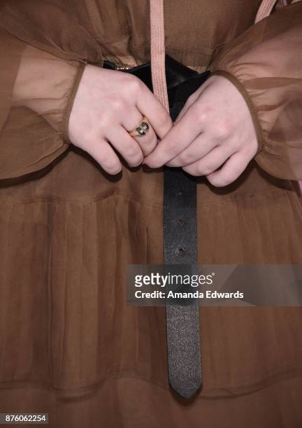 Actress and singer Sabrina Carpenter, ring and belt detail, arrives at Variety's 1st Annual Hitmakers Luncheon at Sunset Tower on November 18, 2017...