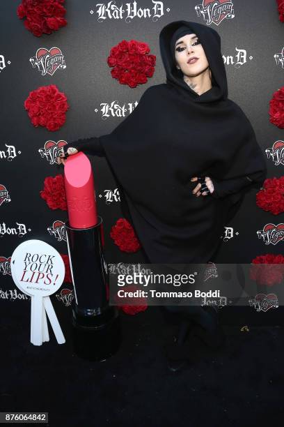 Tattoo artist Kat Von D attends the Kat Von D Beauty at Circle V Festival on November 18, 2017 in Los Angeles, California.