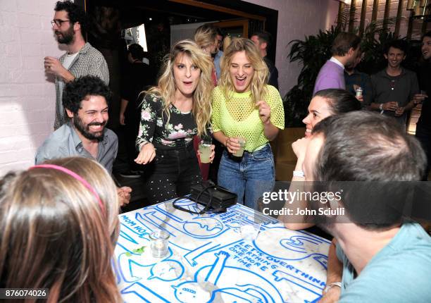 Phoebe Tyler and Claire Tyers with festivalgoers at the 'Search Party' scavenger hunt during Vulture Festival LA presented by AT&T on November 18,...