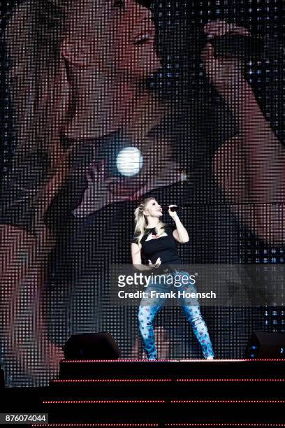 Swiss singer Beatrice Egli performs live during the show 'Die Schlagernacht des Jahres' at the Mercedes-Benz Arena on November 18, 2017 in Berlin,...