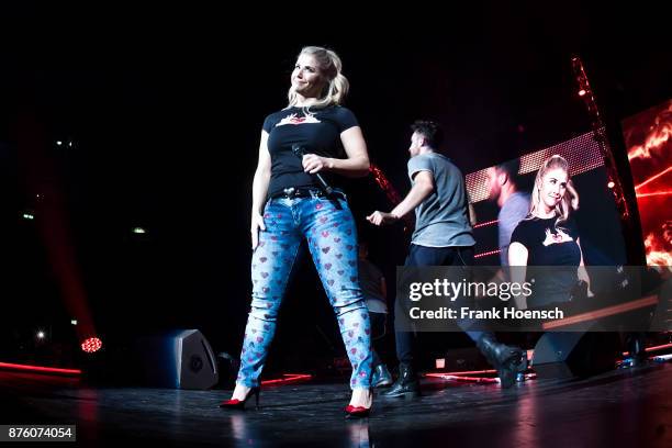 Swiss singer Beatrice Egli performs live during the show 'Die Schlagernacht des Jahres' at the Mercedes-Benz Arena on November 18, 2017 in Berlin,...