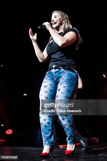 Swiss singer Beatrice Egli performs live during the show 'Die Schlagernacht des Jahres' at the Mercedes-Benz Arena on November 18, 2017 in Berlin,...