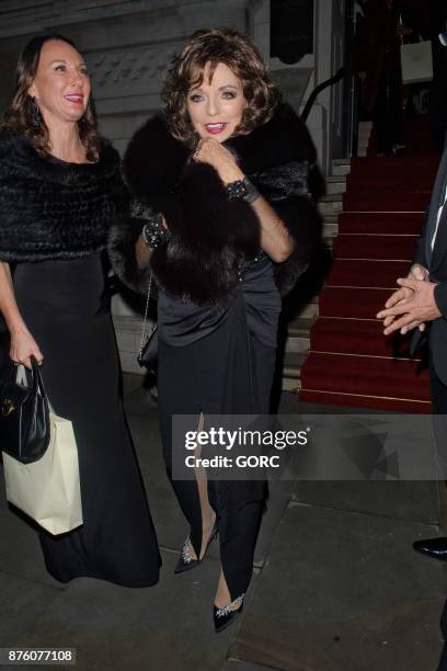 Joan Collins leaving the Global Gift Gala event on November 18, 2017 in London, England.