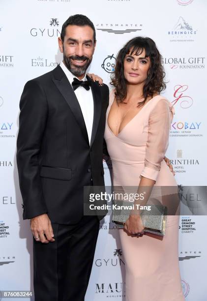 Robert Pires and Jessica Lemarie attend The Global Gift gala held at the Corinthia Hotel on November 18, 2017 in London, England.