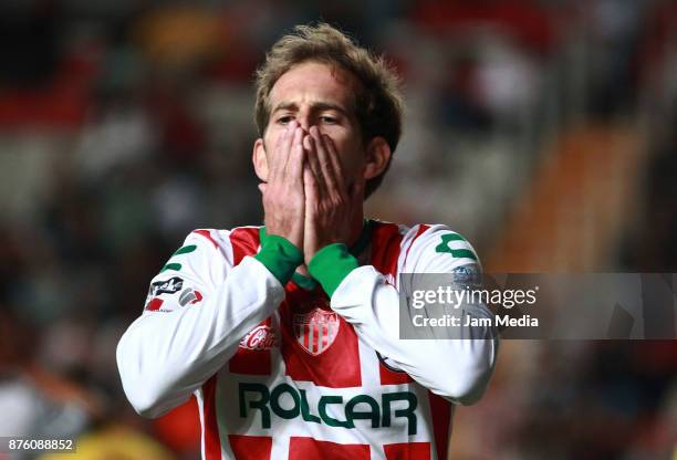 Diego Riolfo of Necaxa during the 17th round match between Morelia and Necaxa as part of the Torneo Apertura 2017 Liga MX at Victoria Stadium on...