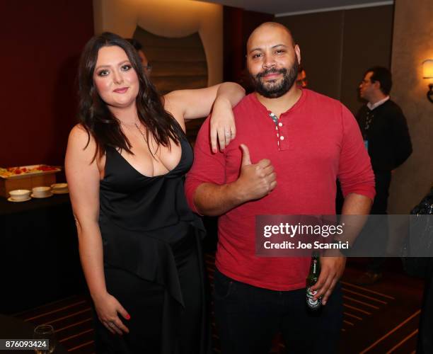 Lauren Ash and Colton Dunn pose in the green room during Vulture Festival LA Presented by AT&T at Hollywood Roosevelt Hotel on November 18, 2017 in...
