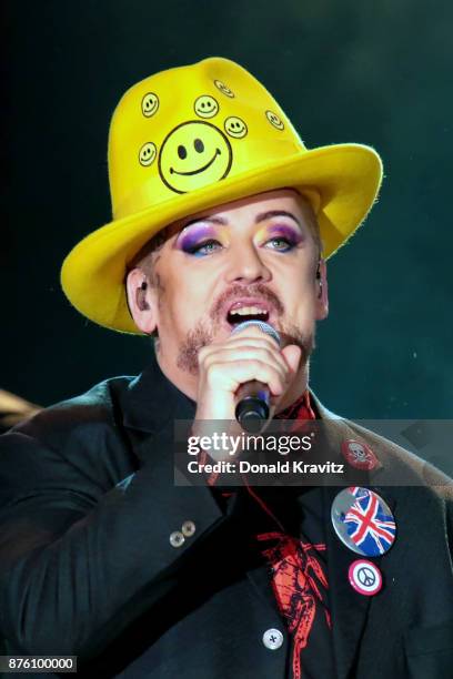 Boy George of Culture Club performs in concert at Golden Nugget on November 18, 2017 in Atlantic City, New Jersey.