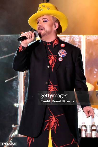 Boy George of Culture Club performs in concert at Golden Nugget on November 18, 2017 in Atlantic City, New Jersey.