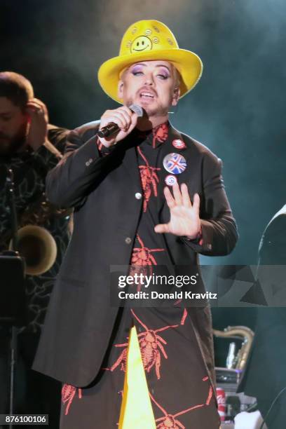 Boy George of Culture Club performs in concert at Golden Nugget on November 18, 2017 in Atlantic City, New Jersey.