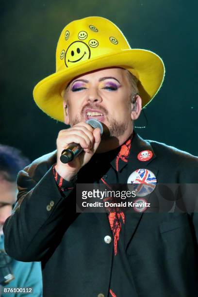 Boy George of Culture Club performs in concert at Golden Nugget on November 18, 2017 in Atlantic City, New Jersey.