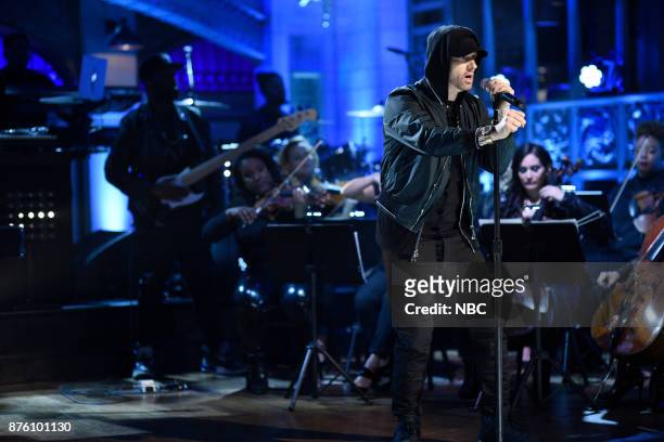 Episode 1731 -- Pictured: Eminem performs a Medley in Studio 8H on Saturday, November 18, 2017 --