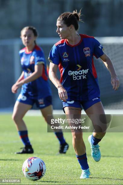 Arin Gilliland of the Jets in action during the round four W-League match between Newcastle and Canberra on November 19, 2017 in Newcastle, Australia.