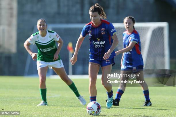 Arin Gilliland of the Jets in action during the round four W-League match between Newcastle and Canberra on November 19, 2017 in Newcastle, Australia.