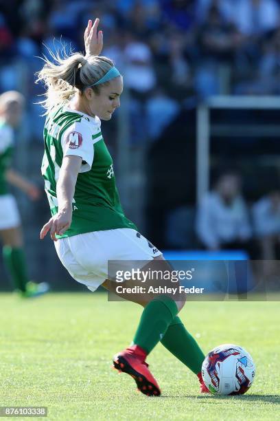 Ellie Carpenter of Canberra United in action during the round four W-League match between Newcastle and Canberra on November 19, 2017 in Newcastle,...