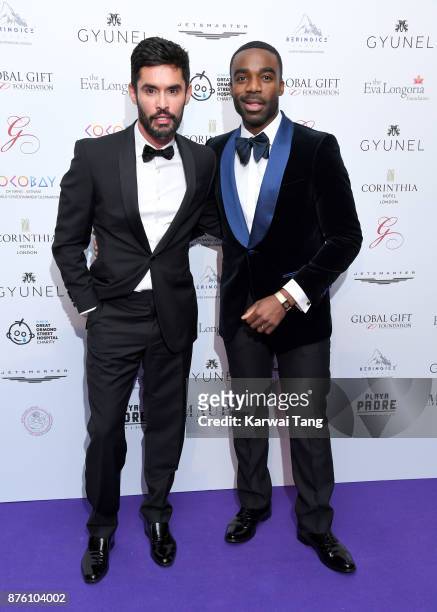 Jean-Bernard Fernandez-Versini and Ore Oduba attend The Global Gift gala held at the Corinthia Hotel on November 18, 2017 in London, England.