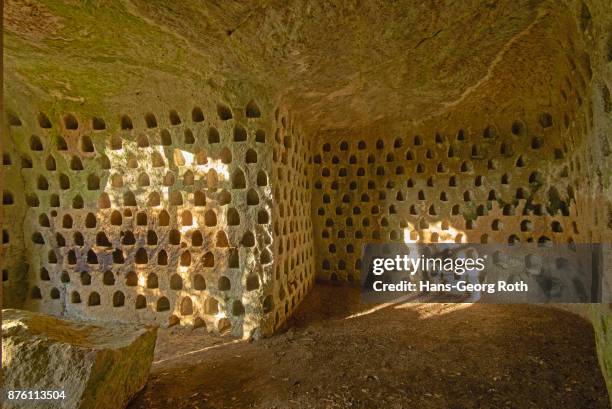 medieval cave dwellings of vitozza, colombari - tufa stock pictures, royalty-free photos & images