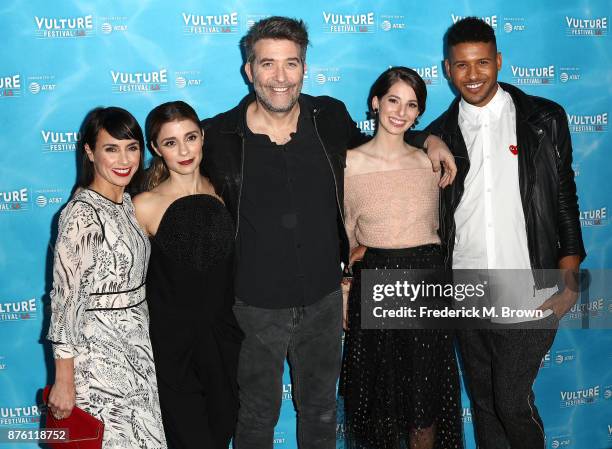 Constance Zimmer, Shari Appleby, actor Craig Berko, actress Genevieve Buechner, and actor Jeffrey Bowyer attend the Vulture Festival Los Angeles at...