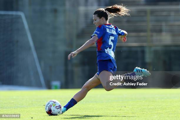 Arin Gilliland of the Jets in action during the round four W-League match between Newcastle and Canberra on November 19, 2017 in Newcastle, Australia.