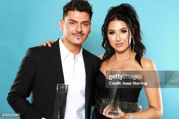 Influencers Mario Dedivanovic and Jaclyn Hill pose for portrait at the American Influencer Awards at LA Live on November 18, 2017 in Los Angeles,...