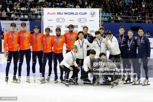 First Place, Seo Yi-Ra, Kim Do-Kyoum, Kwak Yoon-Gy and Lim Hyo-Jun of South Korea, second place Sjinkie Knegt, Daan Breeuwsma, Itzhak de Latt and...