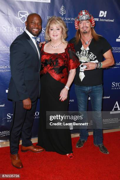 Taye Diggs, Gloria Gebbia and Bret Michaels attends the 28th Annual Talk Of The Town Gala at The Beverly Hilton Hotel on November 18, 2017 in Beverly...