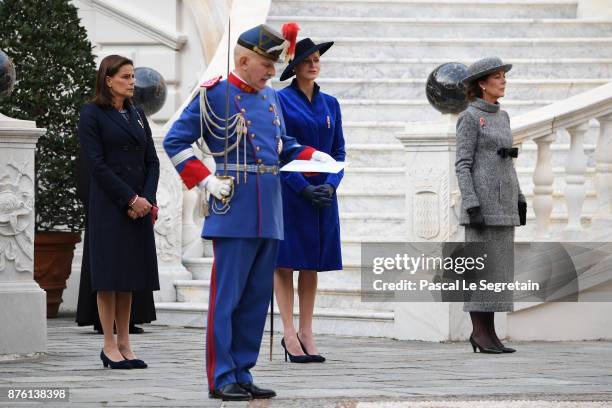 Princess Stephanie of Monaco,Princess Charlene of Monaco and Princess Caroline of Hanover attend the Monaco National Day Celebrations in the Monaco...