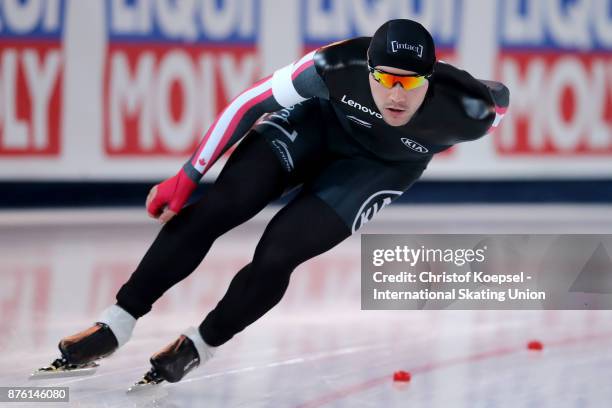 Vincent de Haitre of Canada competes in the men 1500m Division A race during Day 2 of the ISU World Cup Speed Skating at Soermarka Arena on November...