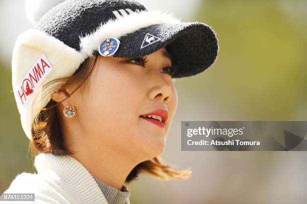Ha-Neul Kim of South Korea looks on during the final round of the Daio Paper Elleair Ladies Open 2017 at the Elleair Golf Club on November 19, 2017...