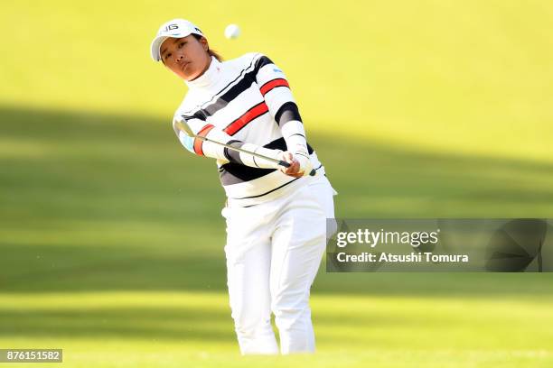 Ai Suzuki of Japan chips onto the 15th green during the final round of the Daio Paper Elleair Ladies Open 2017 at the Elleair Golf Club on November...