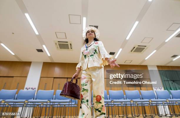 Model attends a rehearsal of the Gamo Colle or Sugamo Collection 2017 show on November 18, 2017 in Tokyo, Japan. About 22 models aged between 50 and...