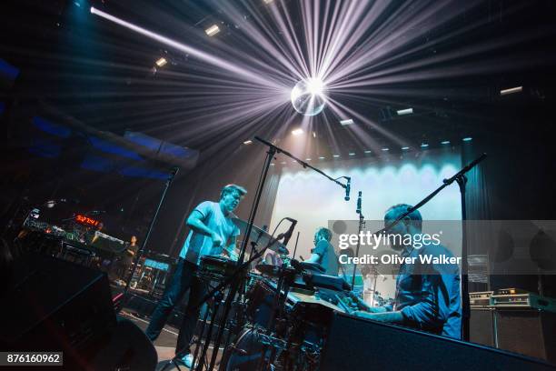 James Murphy and Pat Mahoney of LCD Soundsystem perform at Hollywood Palladium on November 18, 2017 in Los Angeles, California.