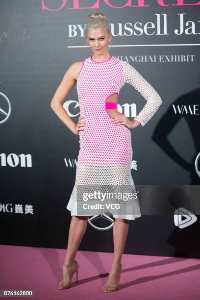 Fashion model Karlie Kloss arrives at the red carpet of the Mercedes-Benz 'Backstage Secrets' By Russell James - Book Launch & Shanghai Exhibition...