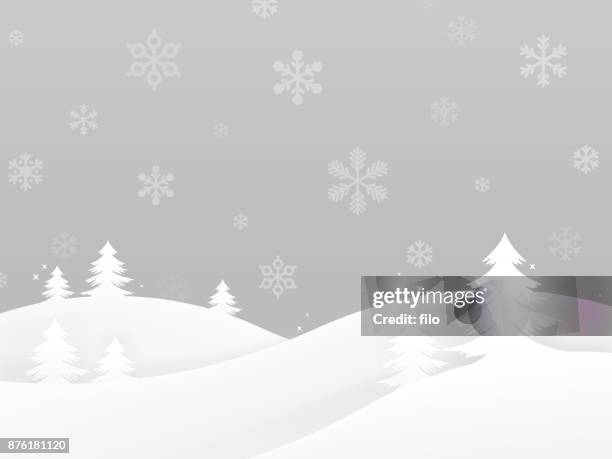winter holiday trees background - snowy hill stock illustrations