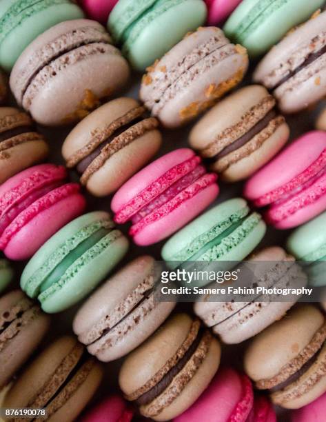 assorted colorful macaroons - macaroon photos et images de collection