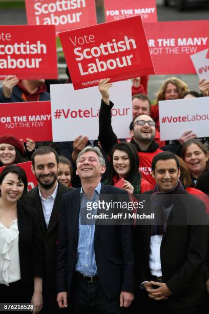 The new Scottish Labour leader Richard Leonard, meets with MSPs, EMPs and volunteers at Fernhill Community Centre on November 19, 2017 in Rutherglen,...