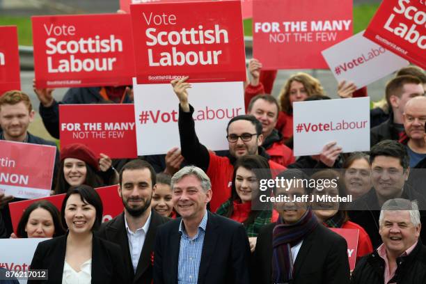 The new Scottish Labour leader Richard Leonard, meets with MSPs, EMPs and volunteers at Fernhill Community Centre on November 19, 2017 in Rutherglen,...