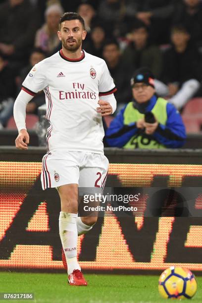 Mateo Musacchio AC Milan during the Serie A TIM match between SSC Napoli and AC Milan at Stadio San Paolo Naples Italy on 18 November 2017.