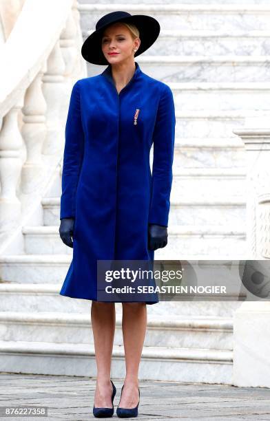 Princess Charlene of Monaco attends the Monaco National Day Celebrations on November 19, 2017 in Monaco