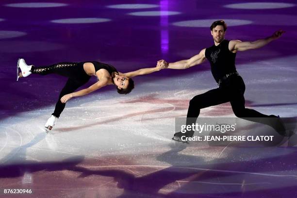 Canada's Liubov Ilyushechkina and Dylan Moscovitch perform during the Gala show at the end of the Internationaux de France ISU Grand Prix of Figure...