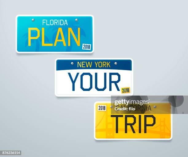 plan your trip license plates - new york state license plate stock illustrations