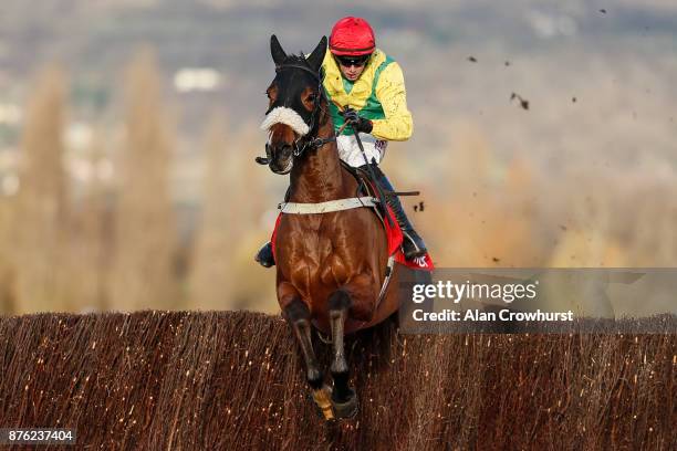 Bryan Cooper riding Fox Norton clear the last to win The Shloer Steeple Chase at Cheltenham racecourse on November 19, 2017 in Cheltenham, United...