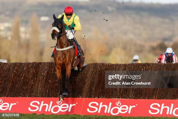 Bryan Cooper riding Fox Norton clear the last to win The Shloer Steeple Chase at Cheltenham racecourse on November 19, 2017 in Cheltenham, United...