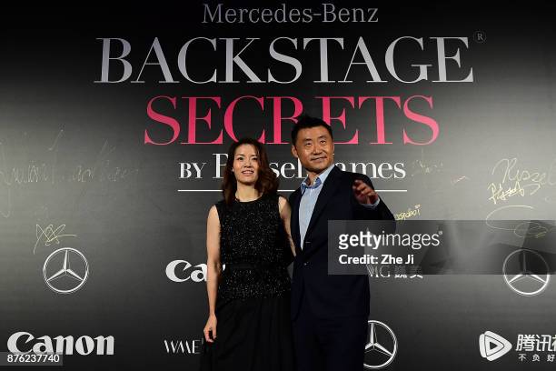 Tennis player Li Na with her husband Jiang Shan attend the Mercedes-Benz 'Backstage Secrets' By Russell James - Book Launch & Shanghai Exhibit...