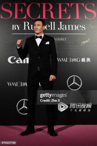 Boxer player Guan Wang attends the Mercedes-Benz 'Backstage Secrets' By Russell James - Book Launch & Shanghai Exhibit Opening Party at Harbor City...