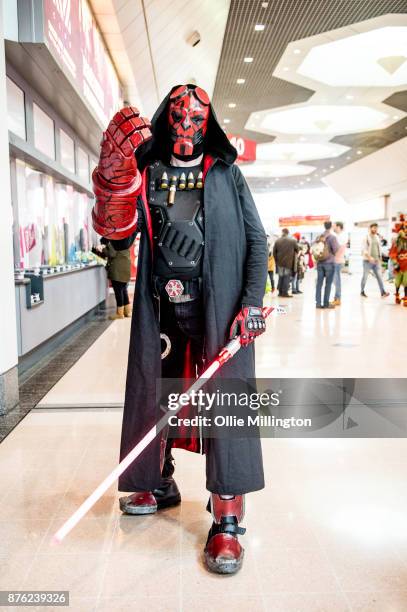 Starwars Hellboy cross over cosplayer seen during the Birmingham MCM Comic Con held at NEC Arena on November 19, 2017 in Birmingham, England.