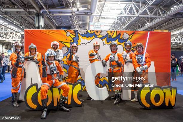 Star Wars rebel troop cospalyers seen during the Birmingham MCM Comic Con held at NEC Arena on November 19, 2017 in Birmingham, England.