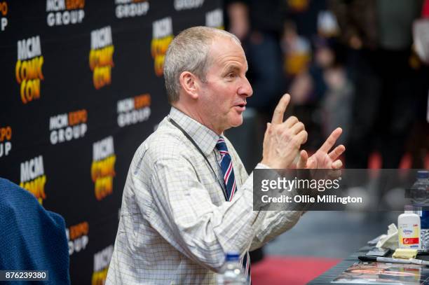 Chris Barrie who played Arnold Judas Rimmer in Red Dwarf meets fans during the Birmingham MCM Comic Con held at NEC Arena on November 19, 2017 in...