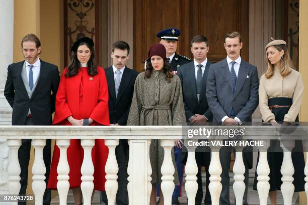 Andrea Casiraghi, Tatiana Santo Domingo, Louis Ducruet, Charlotte Casiraghi, Gareth Wittstock, Pierre Casiraghi and Beatrice Borromeo attend the...